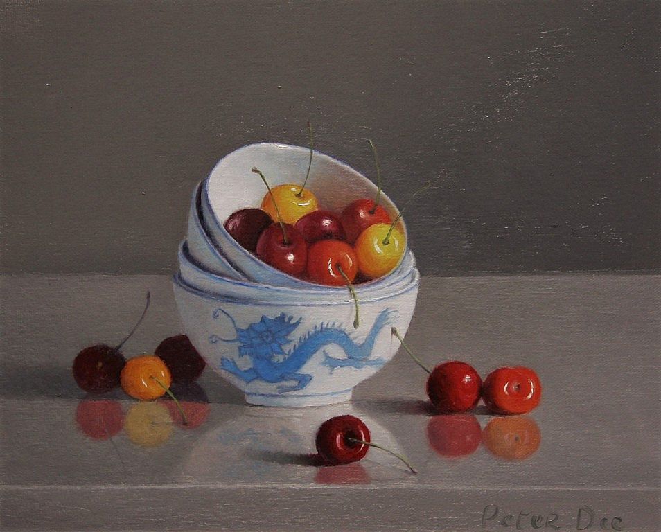 Peter Dee - Cherries with Stacked Bowls